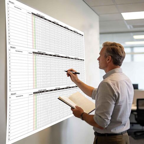 Extra Large Dry Erase Gantt Chart for Wall, 36 x 45 Inch Erasable Multi Project Management Timeline Tracker, Giant 52 Week Visual White Board Time Blocking Planner Poster for Tracking Task Status in Kuwait