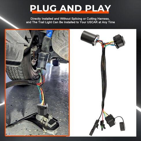 529004 Quick Blade Connect Harness Adapter for Car Trucks Tailgate Light Bar LED Redline Amber Turn Signal Reverse Full Function, USCAR 7 Pin to 4 Pin Trailer Connector w/Reverse & 12V Wire in Kuwait
