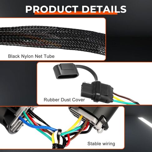 529004 Quick Blade Connect Harness Adapter for Car Trucks Tailgate Light Bar LED Redline Amber Turn Signal Reverse Full Function, USCAR 7 Pin to 4 Pin Trailer Connector w/Reverse & 12V Wire in Kuwait