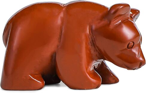 SMQ 2" Crystal Bear Statue, Natural Gemstone Handmade Figurine Sculpture, Healing Crystal Animal Stone Office Home Decor Collectibles Gift (Ocean Jasper) in Kuwait