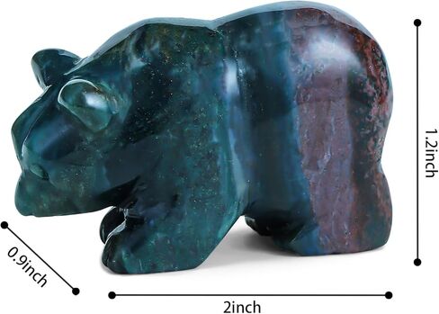 SMQ 2" Crystal Bear Statue, Natural Gemstone Handmade Figurine Sculpture, Healing Crystal Animal Stone Office Home Decor Collectibles Gift (Ocean Jasper) in Saudi Arabia