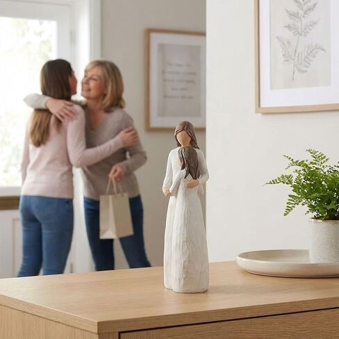 QIANLING Gifts for Mom - Hand-Painted Mother Daughter Figurines - Perfect Birthday, Mother’s Day, Christmas, or Mother of The Bride Gift (Cream Hug) in Saudi Arabia