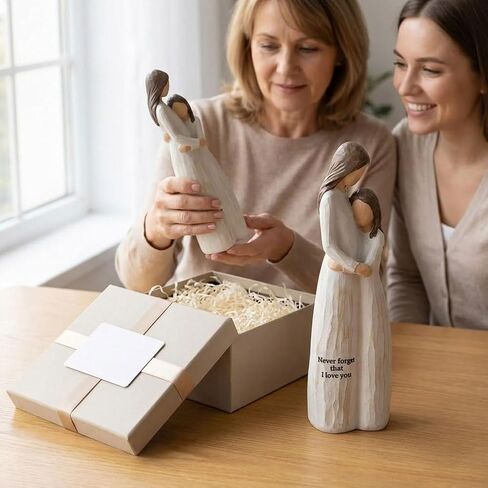 QIANLING Gifts for Mom - Hand-Painted Mother Daughter Figurines - Perfect Birthday, Mother’s Day, Christmas, or Mother of The Bride Gift (Cream Hug) in Saudi Arabia