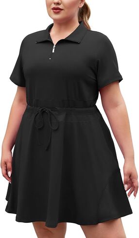 Tanst Sky Womens Plus Size Golf Dress with Shorts Short Sleeve Zip Up Tennis Workout Athletic Dresses Two Piece Set in Saudi Arabia