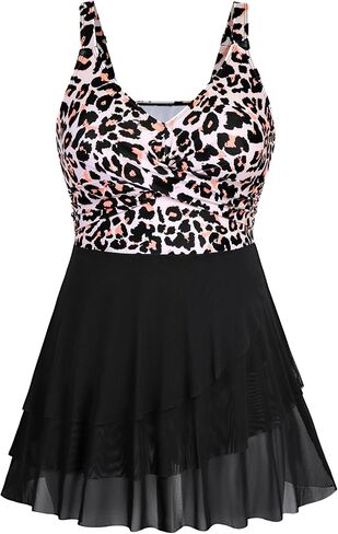Arolina Women Plus Size One Piece Swimsuits Mesh Ruffle Swimdress Modest Bathing Suit Front Cross Swim Suits with Bottom in Saudi Arabia