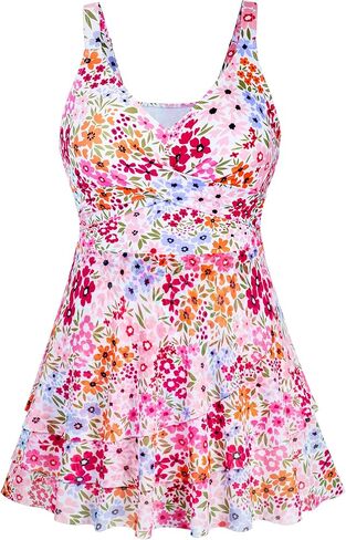 Arolina Women Plus Size One Piece Swimsuits Mesh Ruffle Swimdress Modest Bathing Suit Front Cross Swim Suits with Bottom in Saudi Arabia