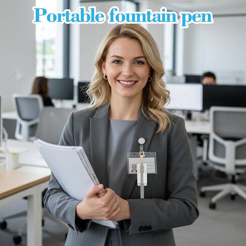 Lanyard Pen Holder,3 Pcs Anti-lost Leather Badge Pen Holder Clip Portable Retractable Pens Stand Badges Clipboard for Nurses Office Belt Keychain White in Kuwait