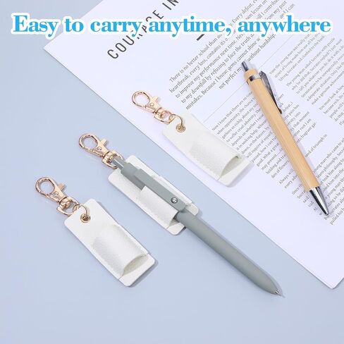 Lanyard Pen Holder,3 Pcs Anti-lost Leather Badge Pen Holder Clip Portable Retractable Pens Stand Badges Clipboard for Nurses Office Belt Keychain White in Kuwait
