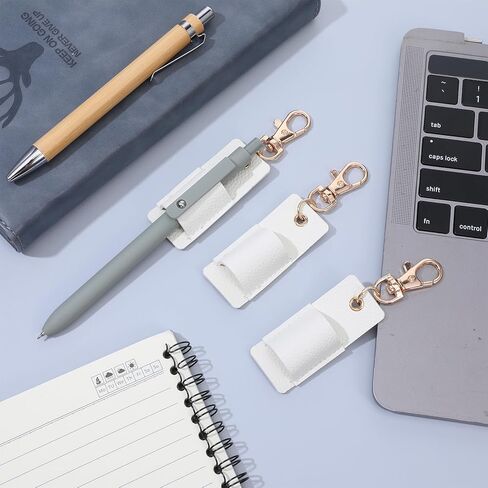 Lanyard Pen Holder,3 Pcs Anti-lost Leather Badge Pen Holder Clip Portable Retractable Pens Stand Badges Clipboard for Nurses Office Belt Keychain White in Kuwait