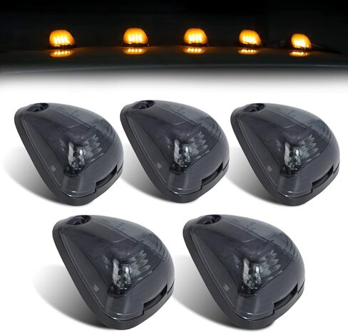 5 Pcs Smoked Lens Amber Cab Roof Marker Running Lamps, F150 F250 F350 F450 F550 F650 F750 E150 E250 E350 E450 1999-2016 Super Duty Pickup Trucks Trailer 12V DC in Kuwait