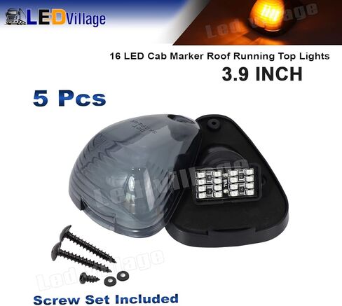5 Pcs Smoked Lens Amber Cab Roof Marker Running Lamps, F150 F250 F350 F450 F550 F650 F750 E150 E250 E350 E450 1999-2016 Super Duty Pickup Trucks Trailer 12V DC in Kuwait