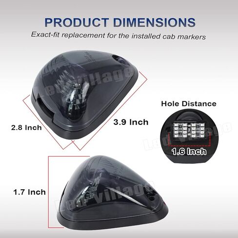 5 Pcs Smoked Lens Amber Cab Roof Marker Running Lamps, F150 F250 F350 F450 F550 F650 F750 E150 E250 E350 E450 1999-2016 Super Duty Pickup Trucks Trailer 12V DC in Kuwait