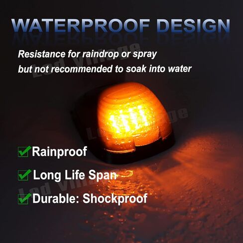 5 Pcs Smoked Lens Amber Cab Roof Marker Running Lamps, F150 F250 F350 F450 F550 F650 F750 E150 E250 E350 E450 1999-2016 Super Duty Pickup Trucks Trailer 12V DC in Kuwait