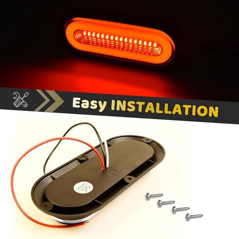 2pcs 6 "بوصة عدسة واضحة البيضاوي الأحمر 52 المصابيح مقطورة أضواء ث / شفة سطح جبل هالو LED الفرامل إيقاف تشغيل أضواء الذيل 【براءة اختراع 】 IP67 غاطسة لشاحنة قارب / RV / فان، DC 12V in Kuwait