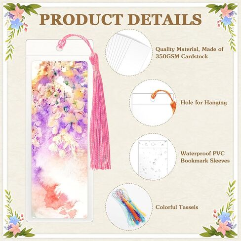 100 Sets Kraft Paper Blank Bookmarks with Tassels and Clear Bookmark Sleeves, Cardstock DIY Bookmark Making Kit for DIY Craft Projects, Gift Tag, School Supply, Party Favor in Kuwait