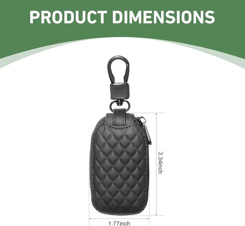 حافظة مفاتيح السيارة الذكية، غطاء جلدي لمفتاح التحكم عن بعد مع خطاف معدني، منظم حامل سلسلة مفاتيح بسحاب، عالمي لمفاتيح السيارة (أسود) in Kuwait