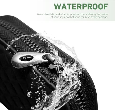 حافظة مفاتيح السيارة الذكية، غطاء جلدي لمفتاح التحكم عن بعد مع خطاف معدني، منظم حامل سلسلة مفاتيح بسحاب، عالمي لمفاتيح السيارة (أسود) in Kuwait