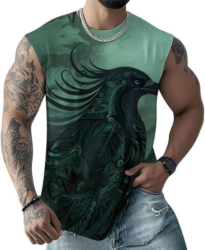 Men's 3D Animal Polynesia Print Tank Top Graphic Quick Dry Sleeveless Shirt for Beach Workout in Kuwait