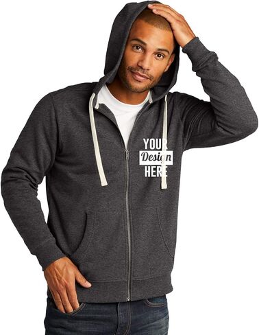 INK STITCH Men DT8102 Custom Logo Texts Embroidery Re-fleece Full Zip Hoodies - Multicolors in Saudi Arabia
