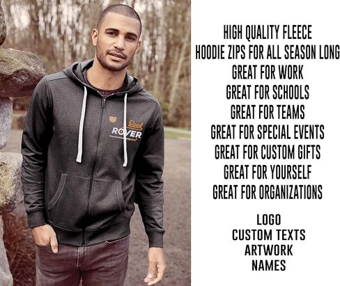 INK STITCH Men DT8102 Custom Logo Texts Embroidery Re-fleece Full Zip Hoodies - Multicolors in Saudi Arabia