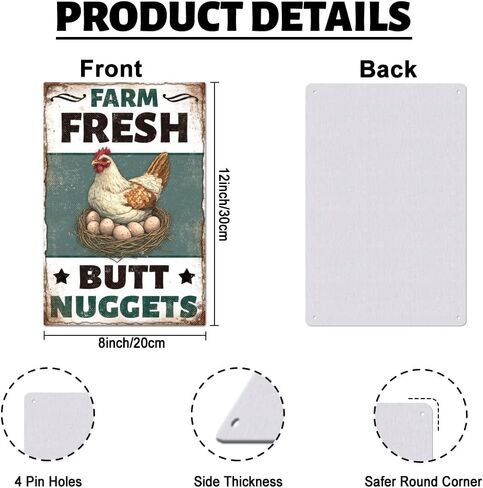 9 Pcs Chicken Coop Signs, Funny Chicken Signs Decor 8×12 Inch, Metal Tin Sign, Chickens Coops Accessories Garden Sign, Chickens Lovers Gift Easter Decorations Outdoor Decor for Farm Yard in Kuwait