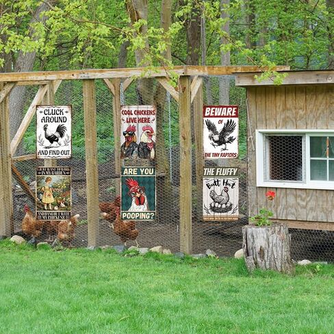 9 Pcs Chicken Coop Signs, Funny Chicken Signs Decor 8×12 Inch, Metal Tin Sign, Chickens Coops Accessories Garden Sign, Chickens Lovers Gift Easter Decorations Outdoor Decor for Farm Yard in Kuwait