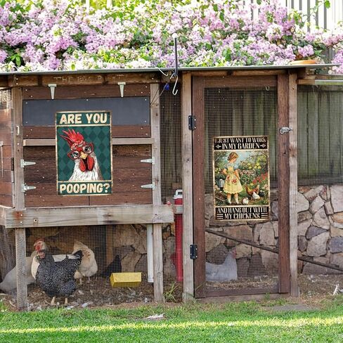 9 Pcs Chicken Coop Signs, Funny Chicken Signs Decor 8×12 Inch, Metal Tin Sign, Chickens Coops Accessories Garden Sign, Chickens Lovers Gift Easter Decorations Outdoor Decor for Farm Yard in Kuwait