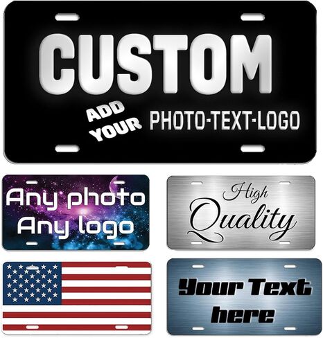 Custom Aluminum License Plate, Personalized Front Car Tag with Your Design, Name or Image, Standard 12x6 Decorative Plate, Unique Gift - Inkloop in Saudi Arabia