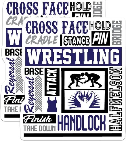(2 Pack) Wrestling Stickers - Wrestling Motivational Decals - Wrestling Training Quotes - 5" On Longest Side - Sticks to Smooth Flat Surfaces - Made in USA - BMCS5286 in Kuwait