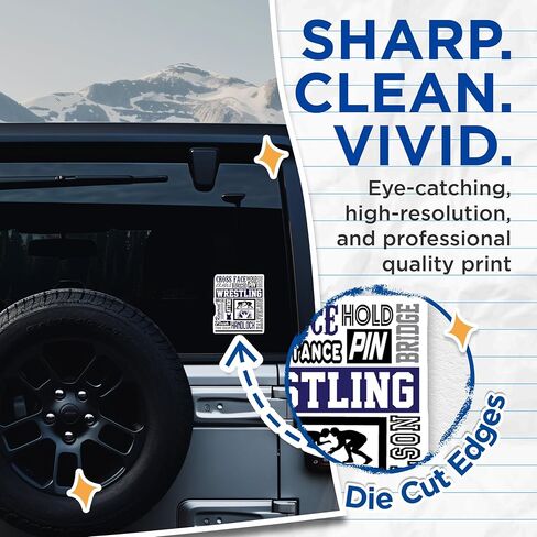 (2 Pack) Wrestling Stickers - Wrestling Motivational Decals - Wrestling Training Quotes - 5" On Longest Side - Sticks to Smooth Flat Surfaces - Made in USA - BMCS5286 in Kuwait
