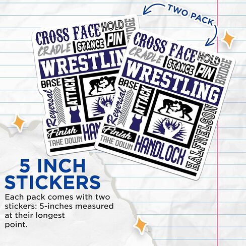(2 Pack) Wrestling Stickers - Wrestling Motivational Decals - Wrestling Training Quotes - 5" On Longest Side - Sticks to Smooth Flat Surfaces - Made in USA - BMCS5286 in Kuwait