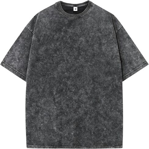 Men's Summer Thin Cotton Washed Distressed Sports Loose Fit Short Sleeve T-Shirt Fashionable Casual Vacation Retro Style in Saudi Arabia