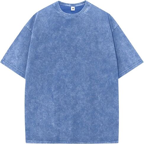 Men's Summer Thin Cotton Washed Distressed Sports Loose Fit Short Sleeve T-Shirt Fashionable Casual Vacation Retro Style in Saudi Arabia
