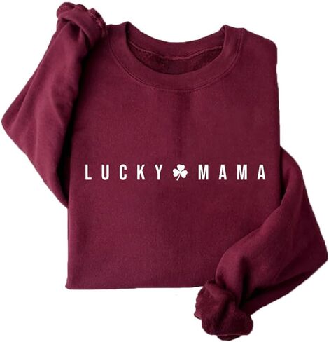 سويت شيرت Lucky Mama للسيدات مطبوع عليه حروف ماما الأزهار الرجعية وقمصان عيد القديس باتريك برسومات أمي سترة صوفية in Kuwait