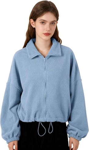 سترة قصيرة بسحاب للنساء من GaoCold، سترة بياقة واقفة، بلوزات كبيرة الحجم، برباط، معطف غير رسمي بأكمام طويلة in Kuwait