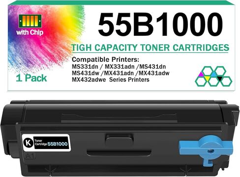 for Lexmark 55B1000 Black Toner Cartridge,3000 Pages High Cartridge Compatible MS331dn,MX331adn,MS431dn,MS431dw,MX431adn,MX431adw,MX432adwe Printer,Replaceable 55B1H00,55B1X00 Ink Cartridge (Black) in Saudi Arabia