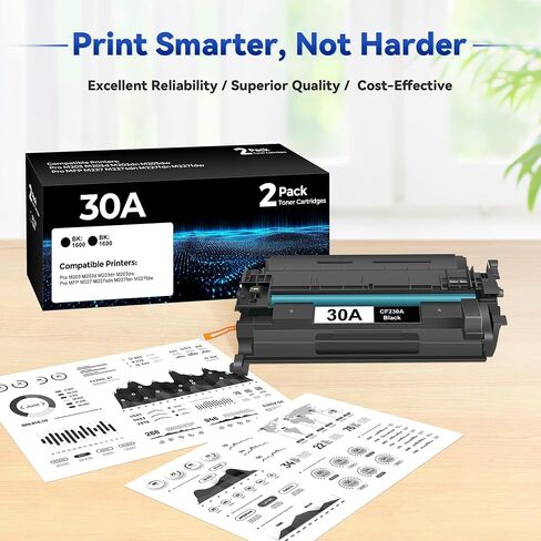 30A 230A Toner Cartridge Black 2 Pack Compatible for HP 30A CF230A 30X CF230X 230X Toner Cartridges Replacement for Laserjet Pro MFP M227fdw M227 M227sdn M227fdn, Pro M203 M203d M203dn M203dw Printers in Kuwait