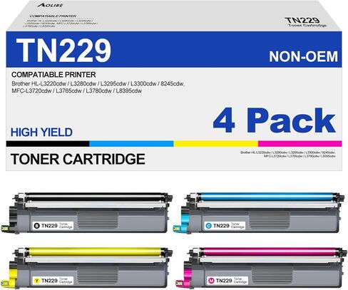 TN229XL Toner Cartridges 4 Pack Compatible for Brother TN229 with MFC-L3720CDW MFC-L3780CDW MFC-L3765CDW MFC-L8395CDW HL-L3220CDW HL-L3280CDW HL-L3295CDW HL-L3300CDW HL-L8245CDW Printer in Kuwait