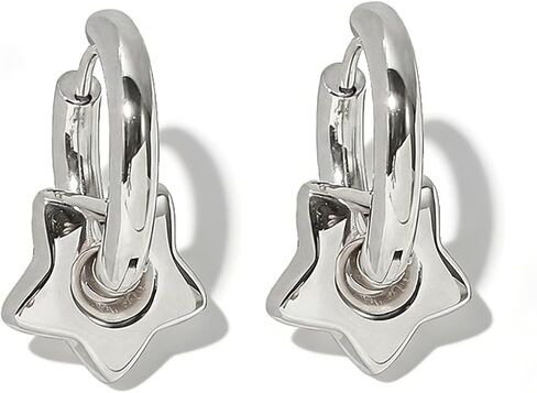 Star Hoop Earrings for Women Silver Star Huggie Dangle Earring Chunky Stars Statement Dangling Earrings Trendy Y2K Jewelry Accessories Gifts in Kuwait