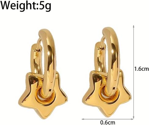Star Hoop Earrings for Women Silver Star Huggie Dangle Earring Chunky Stars Statement Dangling Earrings Trendy Y2K Jewelry Accessories Gifts in Kuwait