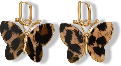 Leopard Printed Butterfly Drop Earrings, Patterned Statement Dangle Earrings, Bold Jewelry for Daily Wear, Party and Special Occasions in Saudi Arabia