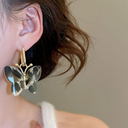 Leopard Printed Butterfly Drop Earrings, Patterned Statement Dangle Earrings, Bold Jewelry for Daily Wear, Party and Special Occasions in Saudi Arabia
