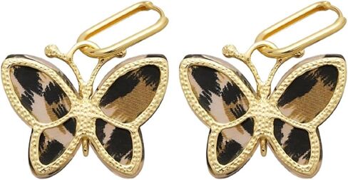Leopard Printed Butterfly Drop Earrings, Patterned Statement Dangle Earrings, Bold Jewelry for Daily Wear, Party and Special Occasions in Saudi Arabia