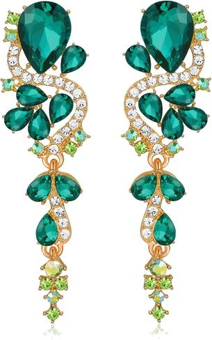 Rhinestone Statement Dangle Earrings Sparkly Crystal Bridal Wedding Earrings for Brides Bridesmaides Chandelier Teardrop Earrings for Women Prom Party in Kuwait