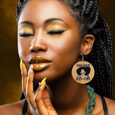 12 Pairs African Women Earrings Wooden African Wooden Earrings Round Painted Earrings Ethnic Style Drop Dangle Earrings Set (Retro Style) in Saudi Arabia