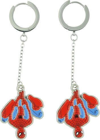 أقراط Marvel Spider-Man مجوهرات متدلية رأسًا على عقب Spidey Huggie Clicker Hoop in Saudi Arabia