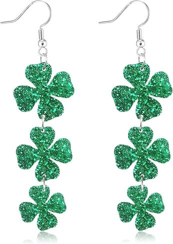 أقراط عيد القديس باتريك للنساء أقراط أوراق الشجر الخضراء اللامعة أقراط متدلية من أجل أزياء إكسسوارات عيد القديس باتريك in Kuwait