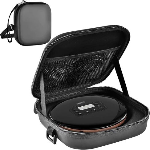 ANKHOH Portable CD Player Case for Personal Disc Player, Travel Carrying Stoarge Holder for Earphone and USB Cable Accessories, Black-Box Only in Kuwait