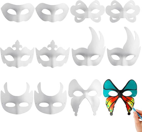 White Masks,DIY Unpainted Masquerade Masks Plain Half Face Masks Decorate in Kuwait