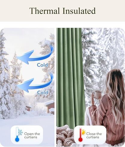 StangH Dark Slate Blackout Curtains for Bedroom, Thermal Insulated Drapes for Living Space, Noise Reducing Window Treatment with Back Tab, Luxury Fabric Panels, 52x96 Inch, Set of 2 in Kuwait